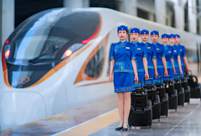 Hohhot high-speed trains update female attendant’s uniforms with Mongolian elements