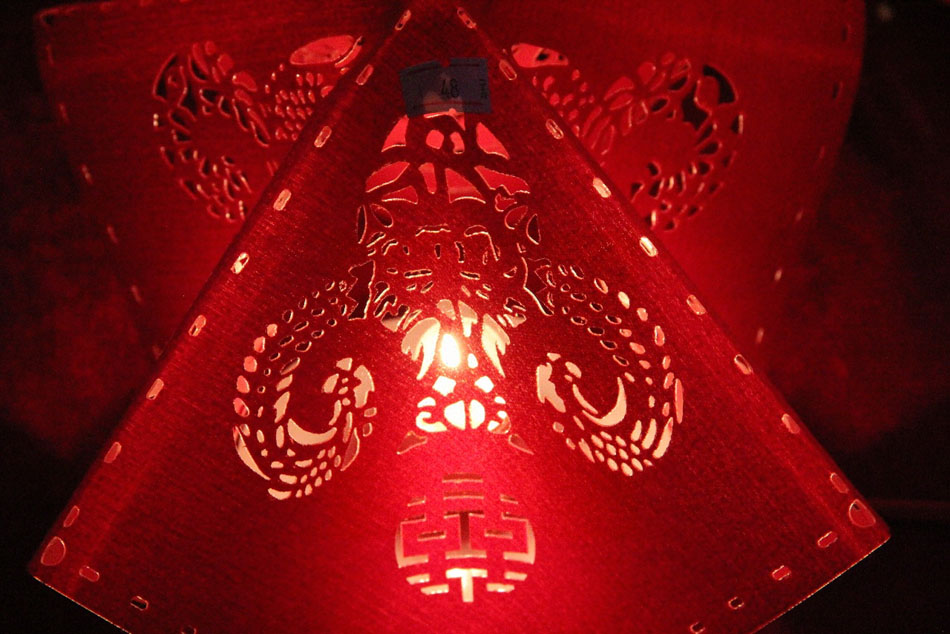 Photo taken on April 25, 2012 shows a part of a festival lantern in Sun Yubo's workshop, in Yangzhou, east China's Jiangsu Province. (Xinhua/Elyse Ribbons)