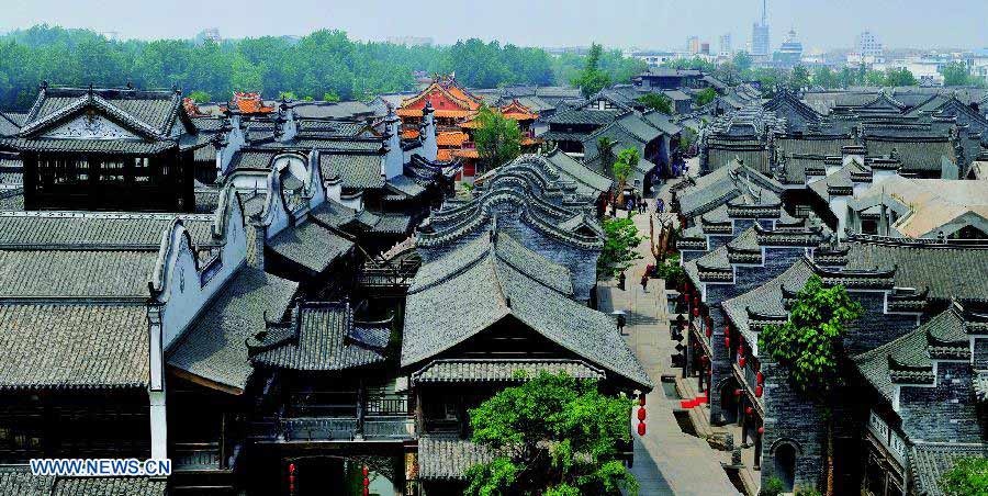 File photo taken on May 18, 2011 shows the scenery of Tai'erzhuang ancient city in Zaozhuang, east China's Shandong Province. Tai'erzhuang ancient city was approved to be the national 5A-level tourist area on Nov. 22, 2012. (Xinhua/Gao Qimin) 