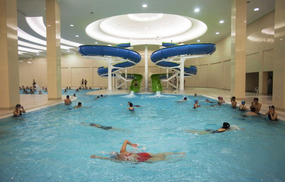 Students swim and play in a swimming pool at Kim II Sung University in Pyongyang. (Photo/Xinhua)