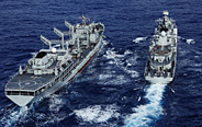 Chinese naval ships in supply training