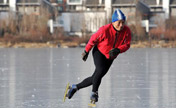 People enjoy themselves on ice in winter