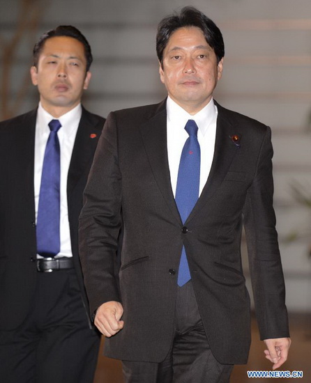 New defense minister Itsunori Onodera arrives at the prime minister's official residence in Tokyo, Japan, Dec. 26, 2012. Japan's new Chief Cabinet Secretary Yoshihide Suga on Wednesday announced members of a new cabinet led by Prime Minister Shinzo Abe, who just claimed the post in a special session of the Diet. (Xinhua/Kenichiro Seki)