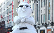 Snow sculpture of South Korean rapper Psy in Harbin