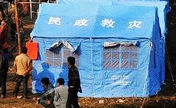 Villagers of Yunan temporarily settled in tents