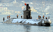 Submarine flotilla in routine training