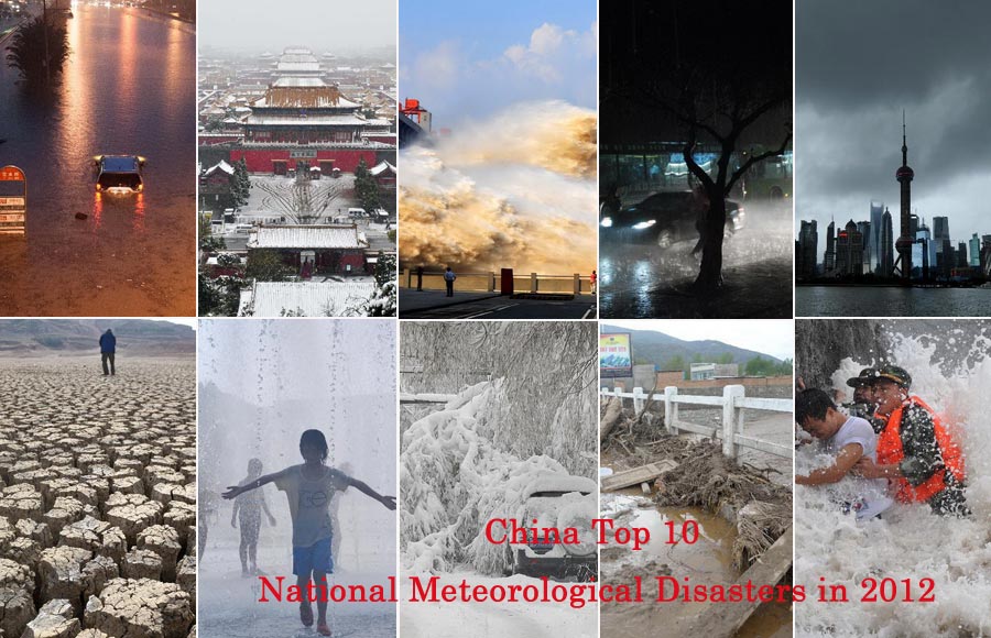 China Meteorological Administration released the “Top 10 National Meteorological Disasters in 2012” on Jan. 14, 2013.(Photo/Xinhua) 