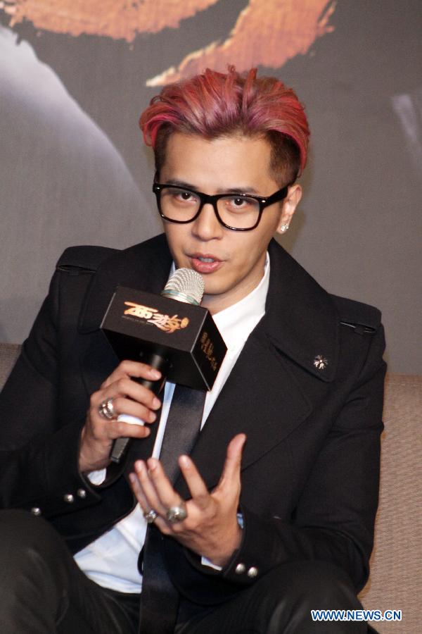 Actor Show Lo receives interview during a press conference of the movie "Journey to the West: Conquering the Demons" in Taipei, southeast China's Taiwan, Jan. 28, 2013. The movie is expected to hit the screen on Feb. 7, 2013 in Taipei. (Xinhua)