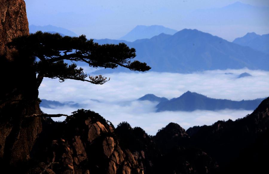 Photo taken on Feb. 16, 2013 shows the sea of clouds at the Huangshan Mountain scenic spot in Huangshan City, east China's Anhui Province. (Xinhua/Shi Guangde) 