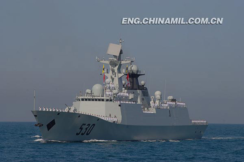 "Xuzhou" guided missile frigate. (Chinamil.com.cn /Qian Xiaohu and Fang Ting)