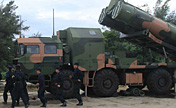 Shore-based missile regiment in firing training