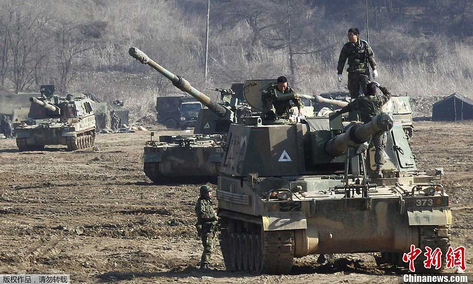 South Korea and the United States kicked off their annual joint military exercises on Monday. The "Key Resolve" military exercise will be held for almost two weeks, bringing together 10,000 South Korean troops and 3,500 U.S. troops, according to the defense ministry.  (Photo source: Chinanews.com)