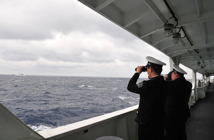 Chinese marine surveillance ship Yuzheng 206 carries out regular patrols in the territorial waters surrounding the Diaoyu Islands on March 24. (Xinhua/Zhang Jiansong) 