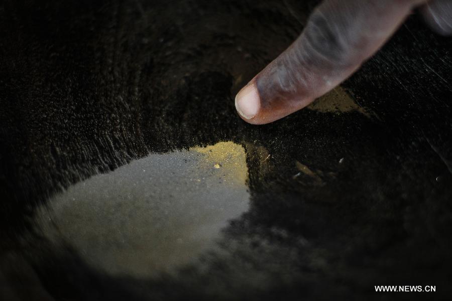 Image taken on March 26, 2013 shows a miner extracting gold at the municipality of Suarez, in Cauca, Colombia. Suarez is known for its gold deposits and mines. Around 80 percent of its population works searching for gold, despite the ongoing dispute with multinational companies and groups operating outside the law. (Xinhua/Jhon Paz) 