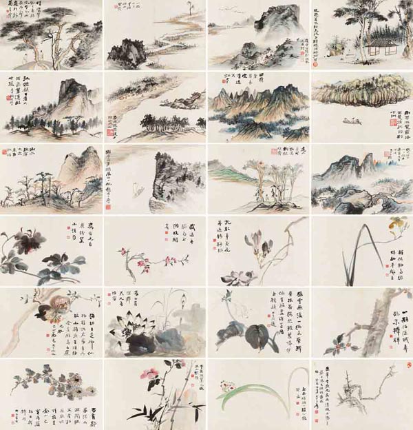 Zhang Daqian's Albums of flower and mountain-and-water fetched 25.3 million yuan in China Guardian's autumn sales. (China Daily)