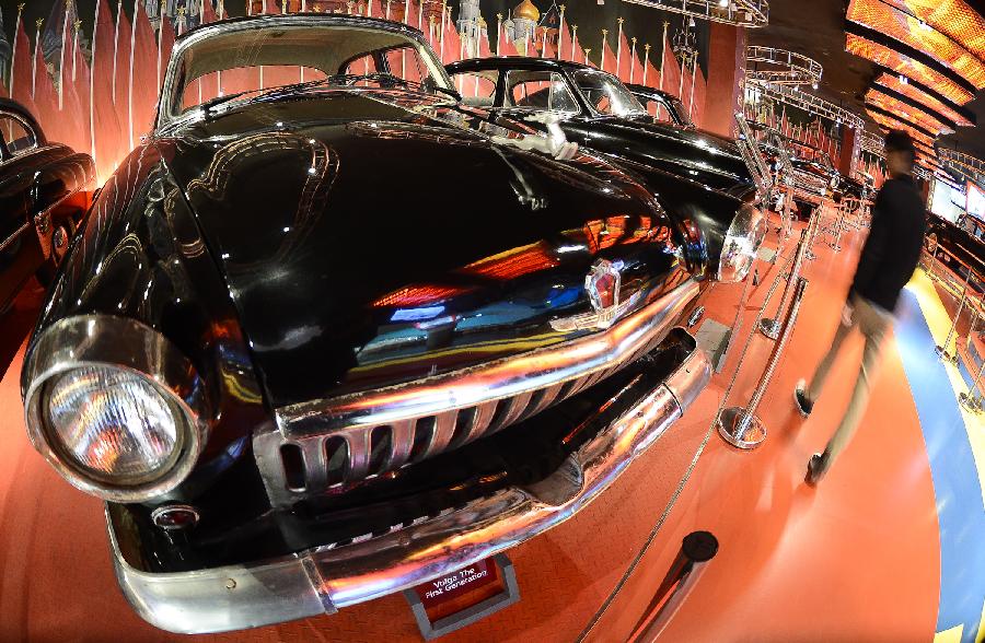 Photo taken on April 28, 2013 shows a Volga vintage car in the Beijing Auto Museum in Beijing, capital of China. Beijing Auto Museum, a museum aimed at the promotion of auto culture, was awarded the National 4A tourist attraction on Sunday. (Xinhua/Qi Heng)