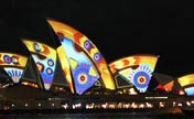 City lit up during Vivid Sydney