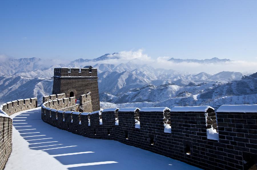 Snow-covered Great Wall in Tianjin